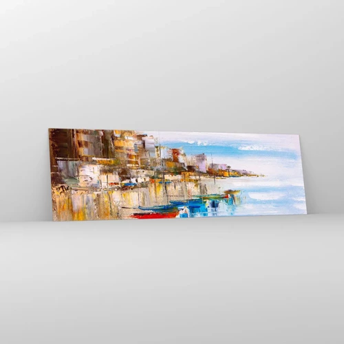 Cuadro sobre vidrio - Impresiones sobre Vidrio - Puerto urbano multicolor - 160x50 cm