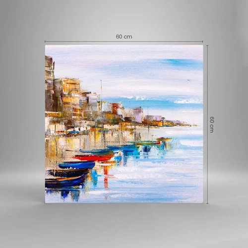 Cuadro sobre vidrio - Impresiones sobre Vidrio - Puerto urbano multicolor - 60x60 cm