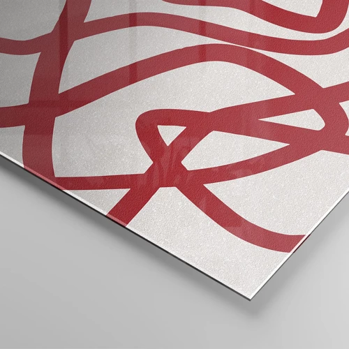 Cuadro sobre vidrio - Impresiones sobre Vidrio - Rojo sobre blanco - 140x50 cm