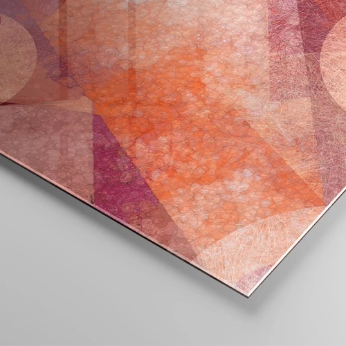 Cuadro sobre vidrio - Impresiones sobre Vidrio - Transformaciones geométricas en rosa - 120x50 cm