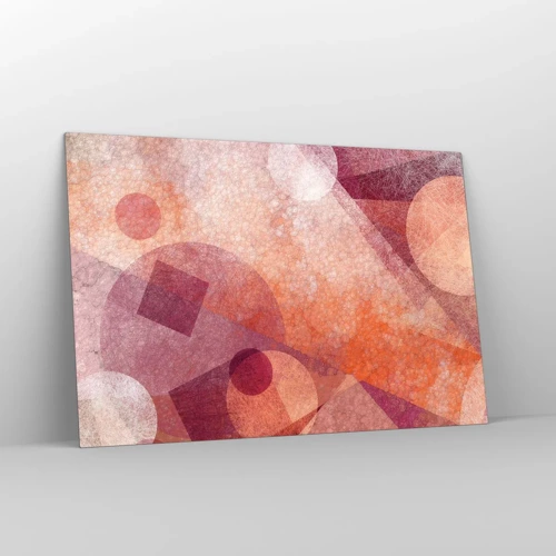Cuadro sobre vidrio - Impresiones sobre Vidrio - Transformaciones geométricas en rosa - 120x80 cm