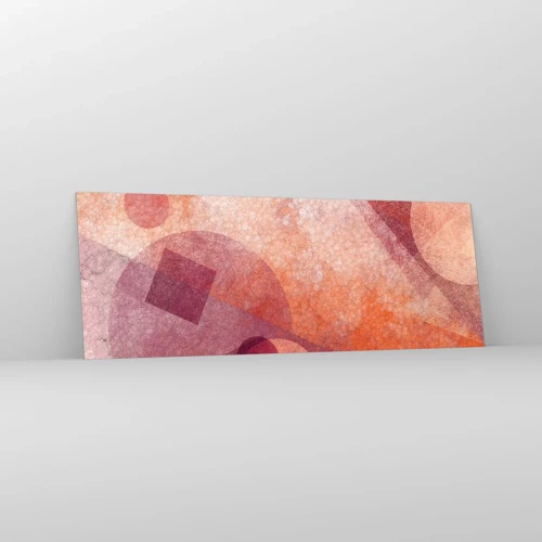 Cuadro sobre vidrio - Impresiones sobre Vidrio - Transformaciones geométricas en rosa - 140x50 cm