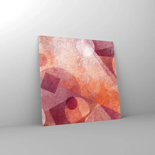 Cuadro sobre vidrio - Impresiones sobre Vidrio - Transformaciones geométricas en rosa - 30x30 cm