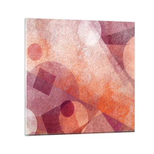 Cuadro sobre vidrio - Impresiones sobre Vidrio - Transformaciones geométricas en rosa - 40x40 cm