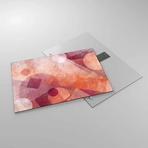 Cuadro sobre vidrio - Impresiones sobre Vidrio - Transformaciones geométricas en rosa - 70x50 cm