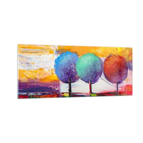 Cuadro sobre vidrio - Impresiones sobre Vidrio - Tres árboles coloridos - 100x40 cm