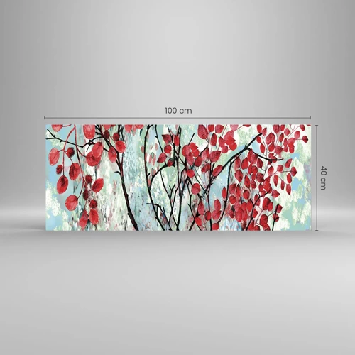 Cuadro sobre vidrio - Impresiones sobre Vidrio - Un árbol en escarlata - 100x40 cm