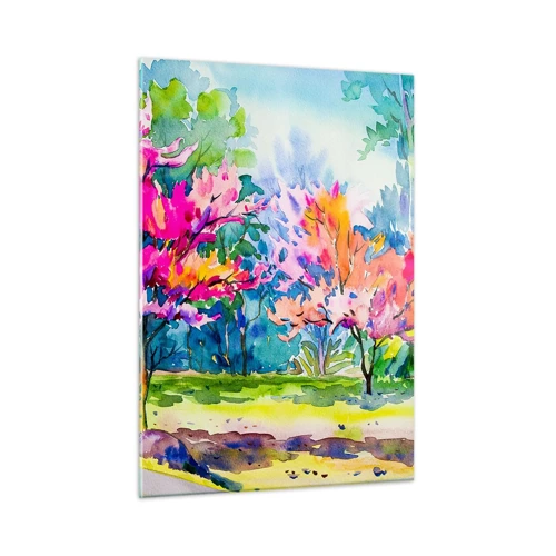 Cuadro sobre vidrio - Impresiones sobre Vidrio - Un jardín de arco iris en el esplendor de la primavera - 50x70 cm