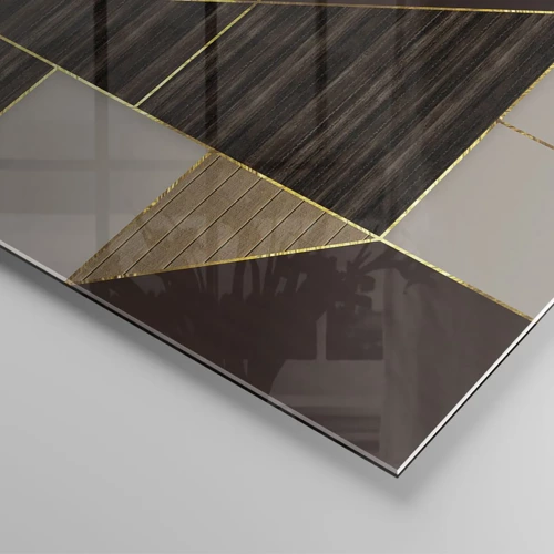 Cuadro sobre vidrio - Impresiones sobre Vidrio - Un mosaico de marrones y dorados - 90x30 cm