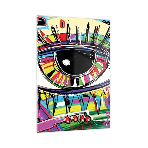 Cuadro sobre vidrio - Impresiones sobre Vidrio - Un ojo colorido - un alma colorida - 50x70 cm