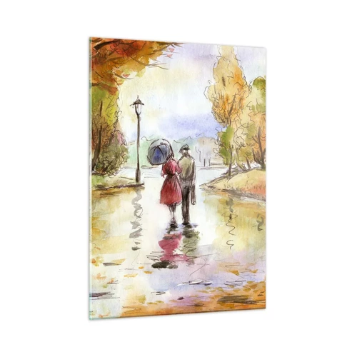 Cuadro sobre vidrio - Impresiones sobre Vidrio - Un otoño romántico en el parque - 50x70 cm