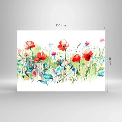 Cuadro sobre vidrio - Impresiones sobre Vidrio - Un prado en flor en mayo - 100x70 cm