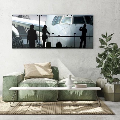 Cuadro sobre vidrio - Impresiones sobre Vidrio - Vis a vis en el aeropuerto - 100x40 cm