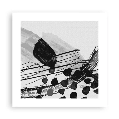 Póster - Abstracción orgánica en blanco y negro - 40x40 cm