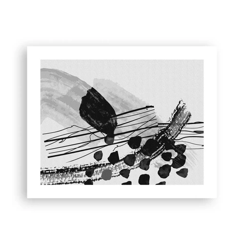 Póster - Abstracción orgánica en blanco y negro - 50x40 cm