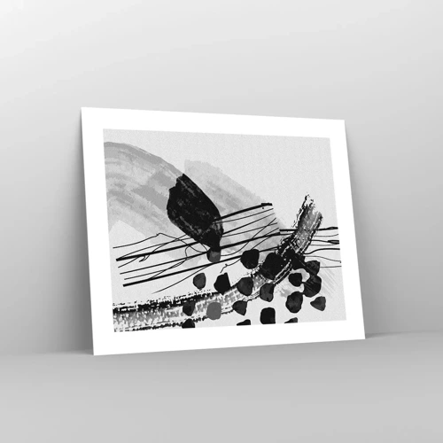 Póster - Abstracción orgánica en blanco y negro - 50x40 cm