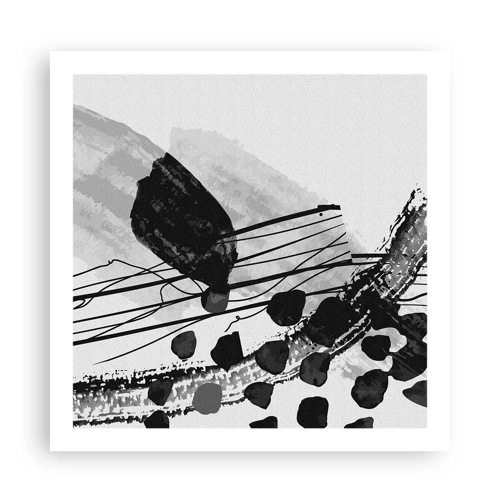 Póster - Abstracción orgánica en blanco y negro - 60x60 cm