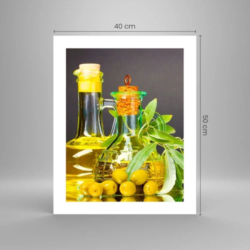 Póster - Bodegón con aceitunas y aceite - 40x50 cm