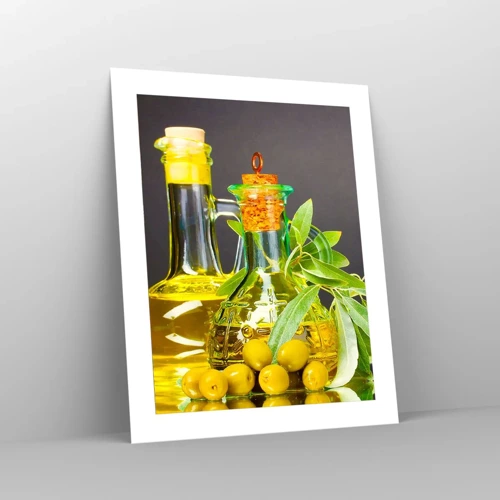 Póster - Bodegón con aceitunas y aceite - 40x50 cm