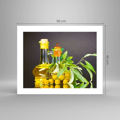 Póster - Bodegón con aceitunas y aceite - 50x40 cm