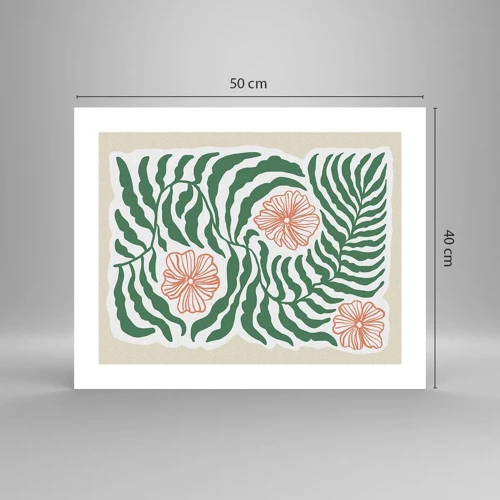 Póster - Florecido en verde - 50x40 cm