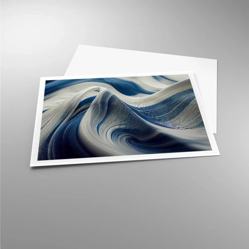 Póster - Fluidez de azul y blanco - 100x70 cm