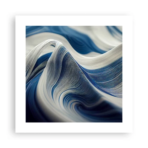 Póster - Fluidez de azul y blanco - 40x40 cm