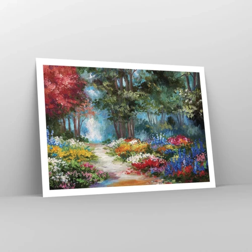 Póster - Jardín forestal, bosque floral - 100x70 cm