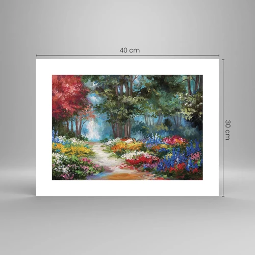 Póster - Jardín forestal, bosque floral - 40x30 cm