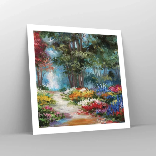 Póster - Jardín forestal, bosque floral - 60x60 cm