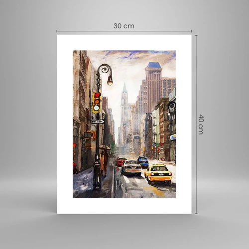 Póster - Nueva York - también colorida bajo la lluvia - 30x40 cm