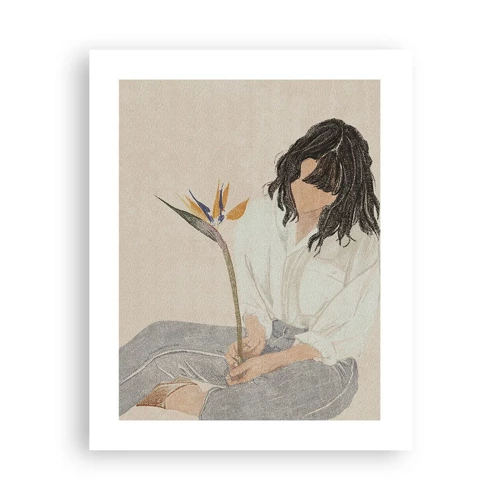 Póster - Retrato con una flor exótica - 40x50 cm
