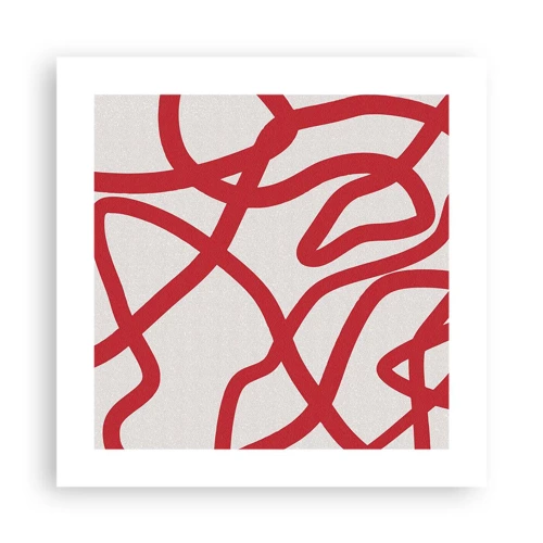 Póster - Rojo sobre blanco - 40x40 cm