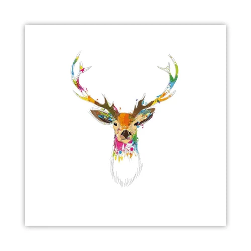 Póster - Un suave ciervo bañado en color - 50x50 cm