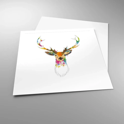 Póster - Un suave ciervo bañado en color - 60x60 cm