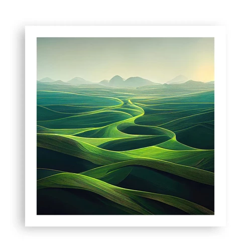 Póster - Valles en tonos verdes - 60x60 cm