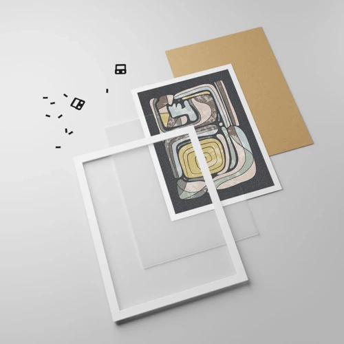 Póster en marco blanco - Abstracción con espíritu precolombino - 50x70 cm
