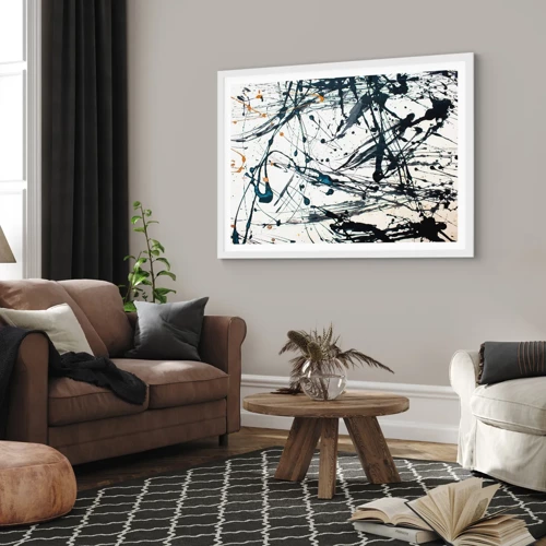 Póster en marco blanco - Abstracción expresionista - 100x70 cm