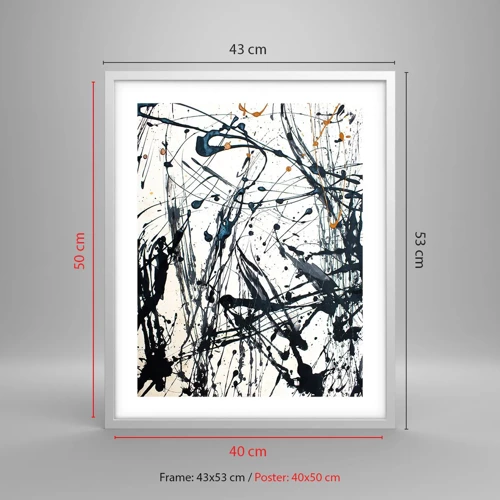 Póster en marco blanco - Abstracción expresionista - 40x50 cm