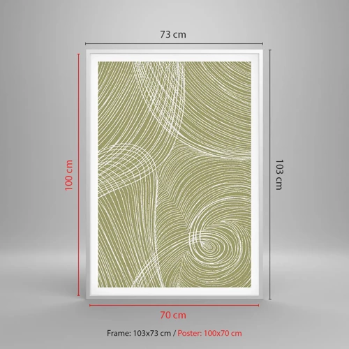 Póster en marco blanco - Abstracción intrincada en blanco - 70x100 cm