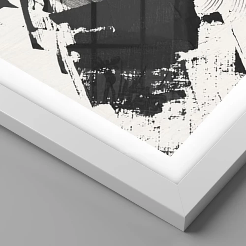 Póster en marco blanco - Abstracción: la expresión del negro - 30x30 cm