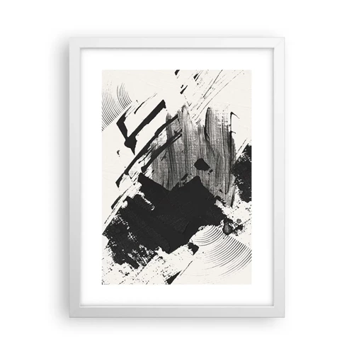 Póster en marco blanco - Abstracción: la expresión del negro - 30x40 cm