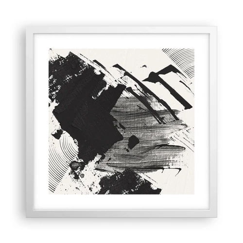 Póster en marco blanco - Abstracción: la expresión del negro - 40x40 cm