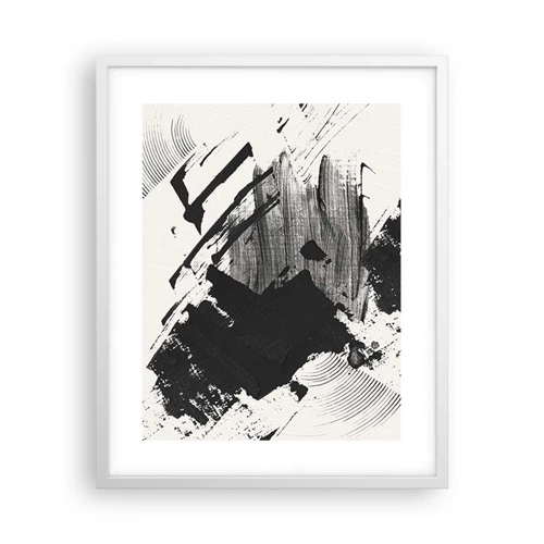 Póster en marco blanco - Abstracción: la expresión del negro - 40x50 cm