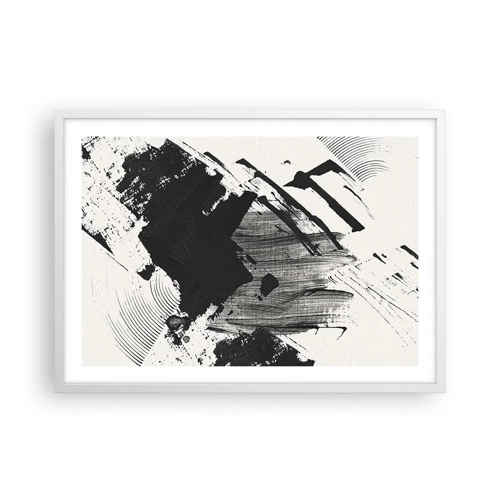 Póster en marco blanco - Abstracción: la expresión del negro - 70x50 cm