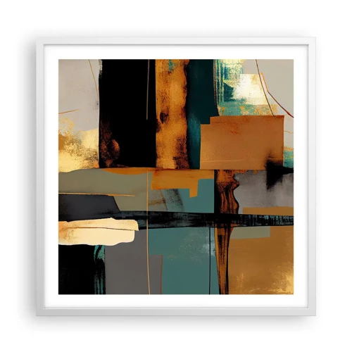 Póster en marco blanco - Abstracción: luces y sombras - 60x60 cm