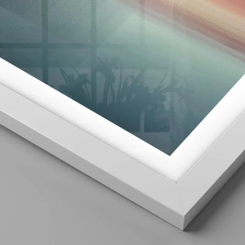 Póster en marco blanco - Abstracción: ondas de luz - 100x70 cm