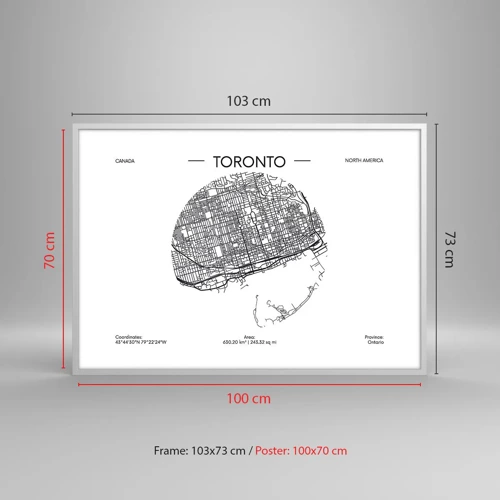 Póster en marco blanco - Anatomía de Toronto - 100x70 cm