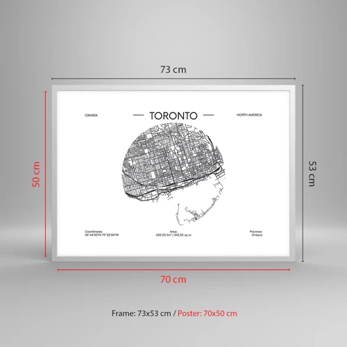 Póster en marco blanco - Anatomía de Toronto - 70x50 cm