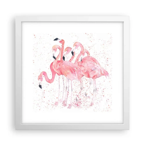 Póster en marco blanco - Asamblea rosa - 30x30 cm